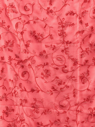 Pech Pink Aari Embroidered Georgette Saree From Kashmir - S031704644