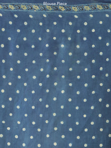 Indigo Olive Green Ajrakh Hand Block Printed Modal Silk Saree - S031704190