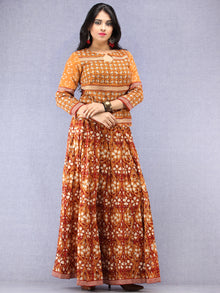 Naaz Futun - Hand Block Printed Long Top & Skirt Dress - DS93F001
