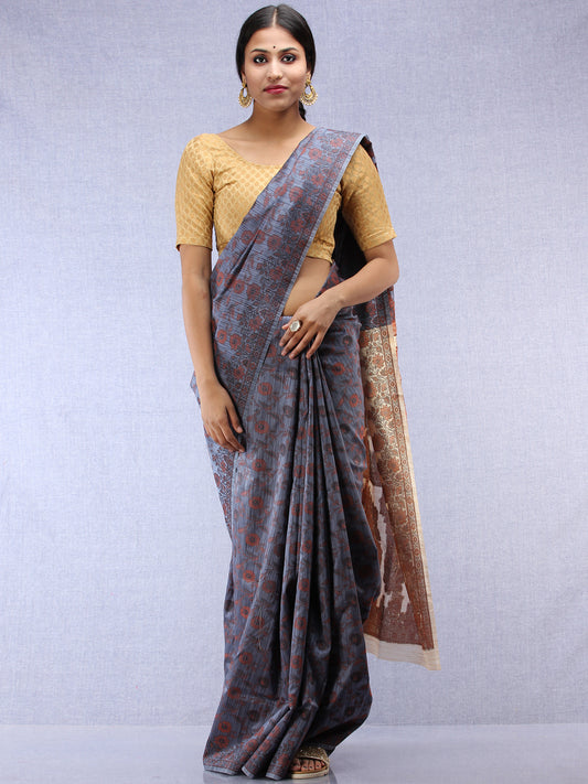 Banarasee Art Silk Saree With Rehsam Weaving Work - Grey & Beige - S031704426