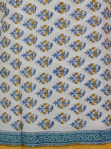 Ivory Blue Orange Hand Block Printed Cotton Suit-Salwar Fabric With Chiffon Dupatta (Set of 3) - S16281299