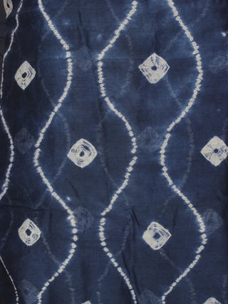 Indigo Ivory Green Hand Shibori Dyed Chanderi Kurta & Chiffon Dupatta With Cotton Salwar Fabric Set of 3- S1628210