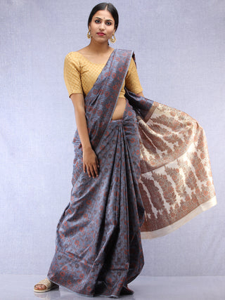 Banarasee Art Silk Saree With Rehsam Weaving Work - Grey & Beige - S031704426