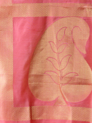 Banarasi Chanderi Dupatta With Zari Work - Pink & Gold - D04170812