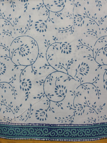 Ivory Blue Orange Hand Block Printed Cotton Suit-Salwar Fabric With Chiffon Dupatta (Set of 3) - S16281299