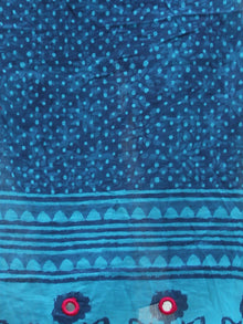Indigo Sky Blue Cotton Hand Block Printed Dupatta With Mirror Work - D04170417