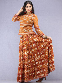 Naaz Futun - Hand Block Printed Long Top & Skirt Dress - DS93F001