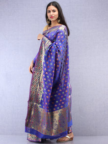 Banarasee Chanderi Saree With Meenakari Work - Electric Blue & Gold - S031704422