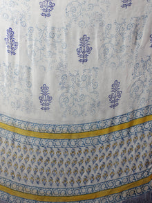 Ivory Blue Orange Hand Block Printed Cotton Suit-Salwar Fabric With Chiffon Dupatta (Set of 3) - S16281299