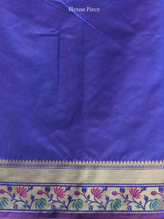 Banarasee Chanderi Saree With Meenakari Work - Electric Blue & Gold - S031704422
