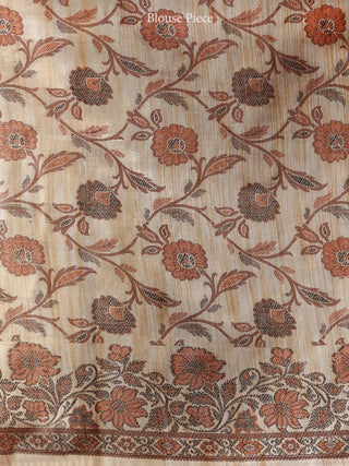 Banarasee Art Silk Saree With Rehsam Weaving Work - Grey & Beige - S031704426