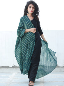 Green Ivory Cotton Hand Block Printed Dupatta  - D04170471