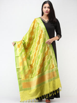 Banarasi Semi Georgette Dupatta With Zari Work -  Green & Rustic  - D04170906