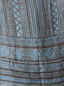 Teal Blue Black Grey Handloom Cotton Hand Block Printed Dupatta - D04170559