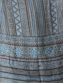 Teal Blue Black Grey Handloom Cotton Hand Block Printed Dupatta - D04170559