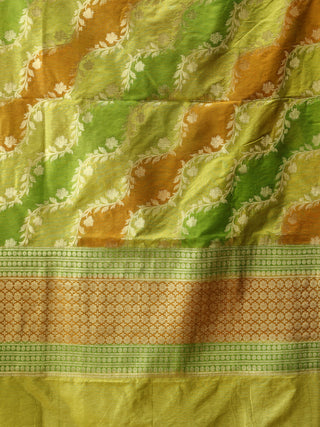Banarasi Semi Georgette Dupatta With Zari Work -  Green & Rustic  - D04170906