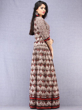 Naaz Aaiza - Hand Block Printed Long Jacket Top & Skirt  - DS92F001