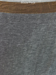 Grey Antique Brown Beige Handwoven Linen Saree With Zari - S031703463