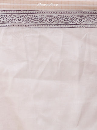 Maroon Beige Black Bagh Hand Block Printed Maheswari Silk Saree With Resham Border - S031703847