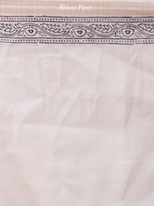 Maroon Beige Black Bagh Hand Block Printed Maheswari Silk Saree With Resham Border - S031703847