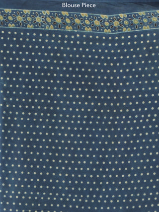 Indigo Olive Green Black Ajrakh Hand Block Printed Modal Silk Saree - S031704193