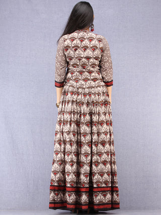 Naaz Aaiza - Hand Block Printed Long Jacket Top & Skirt  - DS92F001