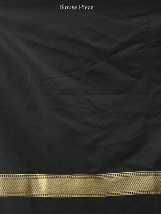 Banarasee Art Silk Saree With Bird Motif - Black & Gold - S031704330