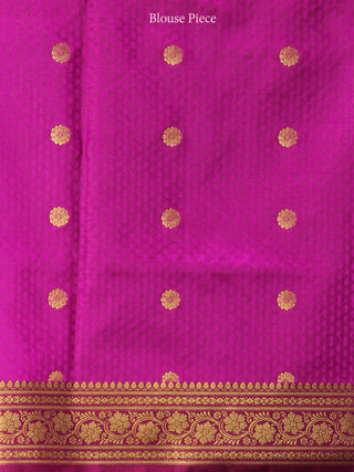 Banarasee Art Silk Self Weave Saree With Zari Work - Blue Pink & Gold - S031704427