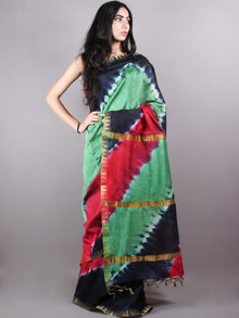 Multi Color Mint Green Marvel Hand Shibori Dyed in Natural Colors Chanderi Saree with Geecha Border - S03170136