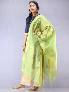 Banarasi Chanderi Dupatta With Zari Work - Pink & Gold - D04170814