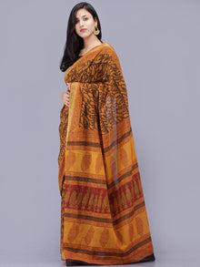 Rust Orange Maroon Black Bagh Printed Maheshwari Cotton Saree - S031704181