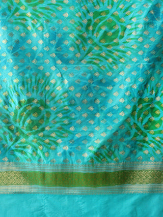 Banarasi Semi Georgette Dupatta With Zari Work -  Sky Blue Green & Gold  - D04170919