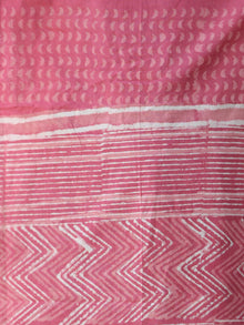 Pastel Pink Ivory Chanderi Hand Block Printed Dupatta - D04170562