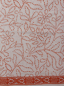 Ivory Maroon Orange Hand Block Printed Cotton Suit-Salwar Fabric With Chiffon Dupatta (Set of 3) - S16281301