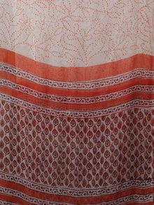 Ivory Maroon Orange Hand Block Printed Cotton Suit-Salwar Fabric With Chiffon Dupatta (Set of 3) - S16281301