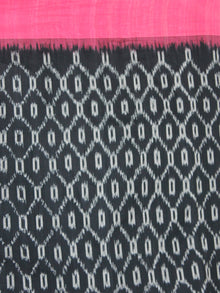 Black Pink Yellow Grey Ikat Handwoven Ganga Jamuna Border Cotton Saree - S031703633