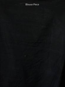 Grey Black White Double Ikat Handwoven Cotton Saree - S031703534