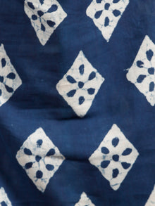Indigo White Maroon Hand Block Printed Cotton Mul Saree in Natural Colors - S031703178