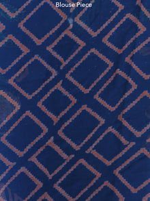 Blue Coral Coral Hand Block Printed Chiffon Saree with Zari Border - S031703936