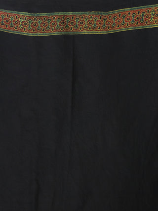 Black Green Red Ajrakh Hand Block Printed Modal Silk Saree - S031704136