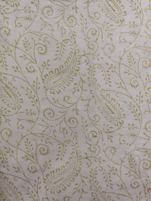 Ivory Green Orange Hand Block Printed Cotton Suit-Salwar Fabric With Chiffon Dupatta (Set of 3) - S16281302