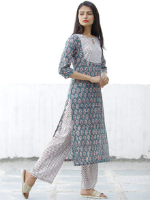 Pastel Motif - Hand Block Printed Kurta & Pants - Set of 2 - SS01F069