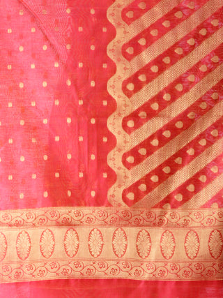 Banarasi Chanderi Dupatta With Zari Work - Red & Gold - D04170816