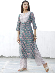 Pastel Motif - Hand Block Printed Kurta & Pants - Set of 2 - SS01F069