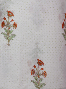 Ivory Green Orange Hand Block Printed Cotton Suit-Salwar Fabric With Chiffon Dupatta (Set of 3) - S16281302