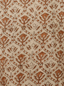 Ivory Rust Black Hand Block Printed Chiffon Saree with Zari Border - S031703257