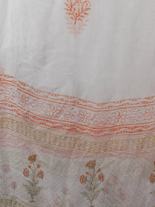 Ivory Green Orange Hand Block Printed Cotton Suit-Salwar Fabric With Chiffon Dupatta (Set of 3) - S16281302
