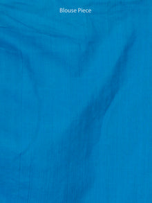 Sky Blue White Ikat Handwoven Mercerised Cotton Saree - S031703535