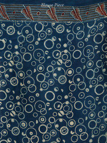 Indigo Maroon Beige Black Ajrakh Hand Block Printed Modal Silk Saree in Natural Colors - S031703719