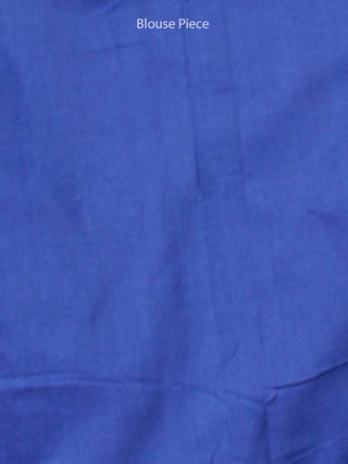 Red Royal Blue White Double Ikat Handwoven Cotton Saree - S031703536